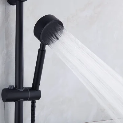 European Modern Luxury Style Black 4-Function and 3-Function Brass Shower Head and Mixer Rain & Jet Spray Pattern for Bathroom