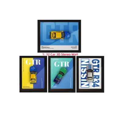 Hot Mini1:32 Photo Frame Diecast Toys Alloy Metal Sports Car Model 3D Racing Car Hanging Painting Collection Kid Gift Decoration