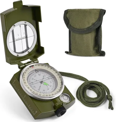 Outdoor Multifunctional Aluminum Alloy Compass with Map Measurer Distance Carry Pouch Lanyard for Hiking Mountaineering