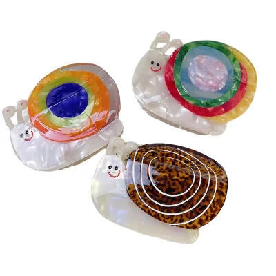 Creative Rainbow Snail Claw Clip Acetate Hair Clip for Half Ties Hairstyle Fun Medium Splicing Shark Clip