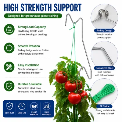 Galvanized Tomato Hook with String for Greenhouse Tomato Growing OEM Supplier