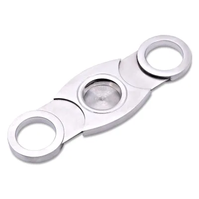 Custom logo Cutting Cigar Tool Double Edge Stainless Steel Hole Opener Cigar Cutter Cigar Scissors