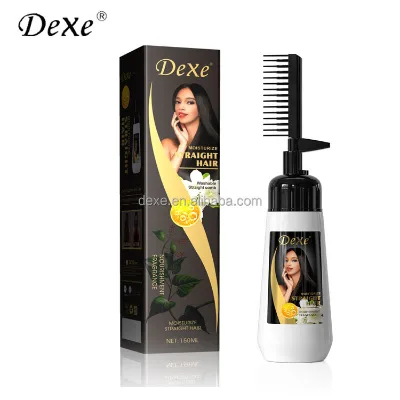 Dexe Stock Goods Private Label Organic Hair Styling Products Rebonding Relaxer Hair Straightening Cream With Comb