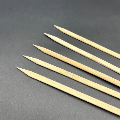 Manufacture BBQ Durable Disposable Strong Flat Bamboo Skewers 25pcs 20/25/30/35 cm Long for Roasting Made with with Custom Logo
