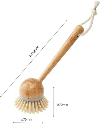 2024 Natural Bamboo Dish Brush Classic Retro Style Bamboo Washing up Brush Kitchen Wooden Scrub Washing Pot Brush