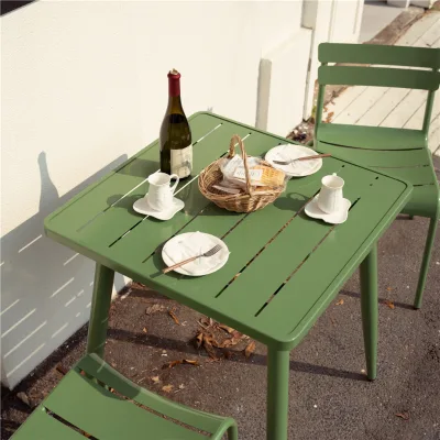 Steel Dining Chair Metal Durable Restaurant Table and Chair Set Outdoor for Riverside Garden