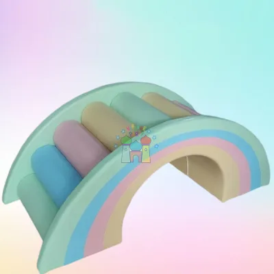 Rainbow Indoor Playground Equipment for Kids Soft Play Climber Arch and Foam Bridge for Birthday Parties