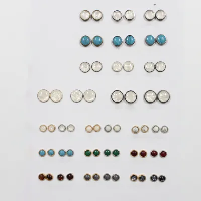 ABS Round Flatback Snap Button with Beads and Plating Eco-friendly Luxury Design for Ready-to-Wear Clothing Brand