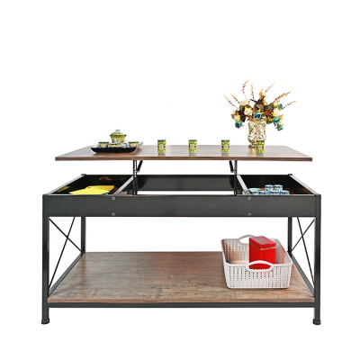 Hot Sales Rustic Wood Coffee Table Living Room Furniture Folding Coffee Table Multifunction Coffee Table