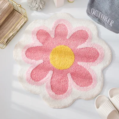 Modern Round Polyester Floor Mat with Animal Print Corrosion-Resistant Latex Backing for Dining Room Home Use