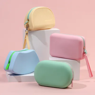 New Style Niche Trendy Soft Silicone Cosmetic Pink Bag Women's Casual Storage Makeup Bag Reusable Clutch Bag Set