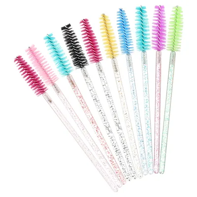 Eco-Friendly Plastic Handle Disposable Mascara Stick Eyelash Extension Applicator Nylon Brush Makeup Tool