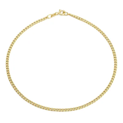 Daochong Custom Bulk Wholesale High Quality 925 Sterling Silver 14k Gold Curb Chain Anklet Jewelry for Women