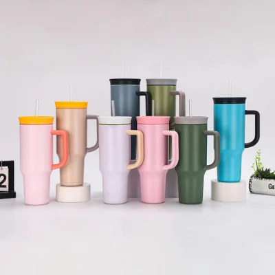 Custom Logo 40oz Tumbler with Lid and Straw Double Wall Insulated Vacuum Adventure Travel Mug for Camping