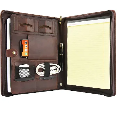 Custom Genuine Leather Document Bag European American Style Top Layer Cowhide A4 File Manager Folder Model W-520