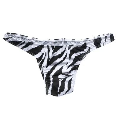 High Quality Men Zebra Stripe Thong Bikini Briefs Low Rise Pouch Sexy Underwear Swim