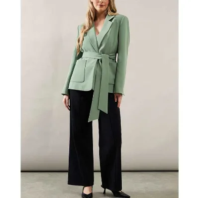 Women's Spring and Summer Solid Woven Blazer with Lapel Slim and Elegant Design