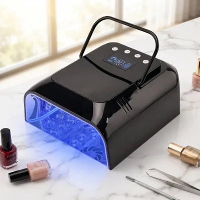 Square Large Space 108w Strong Power with 42pcs Nail Beads and Fans Inside with Metal Portable Handle