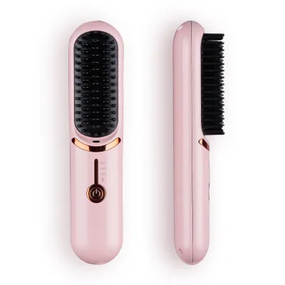 Anti-Scald Hot Comb Straightener Wireless Electric Hair Straightener Rechargeable USB Portable Hair Straightening Brush