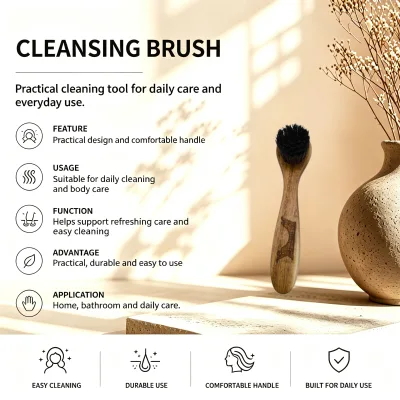 Bamboo Handle Soft Bristle Facial Cleansing Brush Manual Deep Pore Exfoliating Face Wash Brush Remove Blackhead