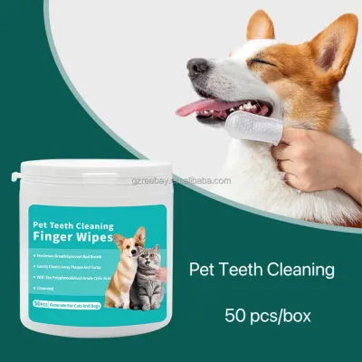 Pet Teeth Cleaning Finger Sleeve Wet Wipes Disposable Finger Toothbrushes Dog and Cat Oral Cleaning