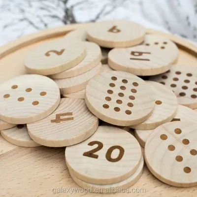 Wholesale Custom Natural Wooden Round Pieces  with Numbers and Letters
