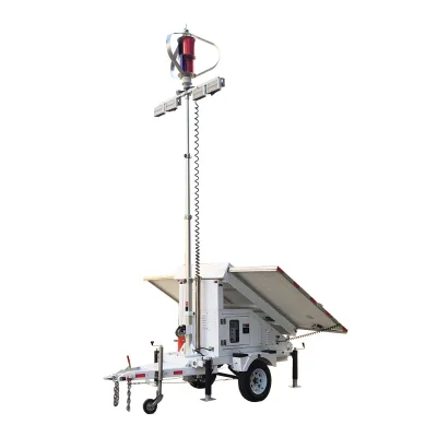 Wind Tower Lights Mobile Hybrid Light Tower with Solar Panel and Wind Turbine