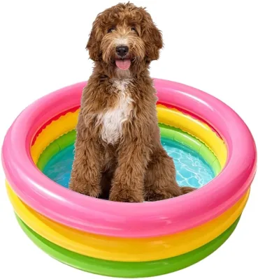 Factory Wholesale Customization Rainbow Inflatable Pet Swimming Pool, Foldable Dog Bath Tub for Outdoor Summer Water Play