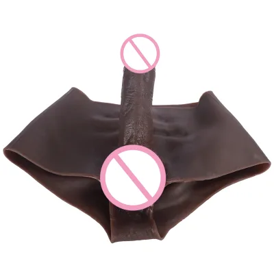 Female Lesbian Wearing Leather Pants, Keel-backed Dildo, Solid Soft Lesbian Masturbation Dildo, Adult Sex Toy
