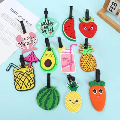 Cartoon Fruit PVC Luggage Tag Anti-Lost Travel Tag Cute Keychain & Bag Pendant Accessory