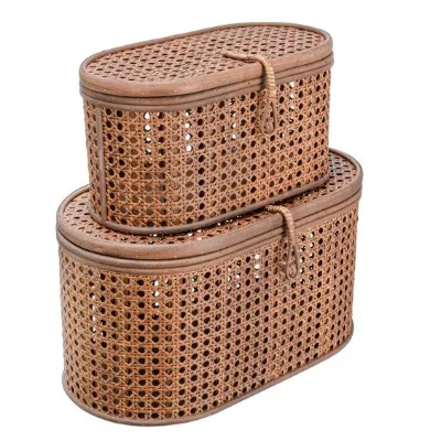 High Quality Rattan Cane Basket with Lid