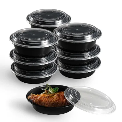 High Quality Round Disposable Plastic Take Away Food Container With Lid Microwave Tamper Evident Deli Cup