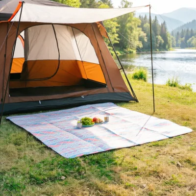Durable Bohemian Foldable Lightweight Aluminum Foil Waterproof Moistureproof Rectangle Compact Portable Picnic Mat for Beach