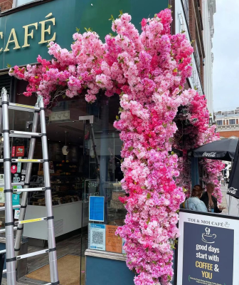 Q-1806 Artificial Cherry Blossom Branches Dense Cherry Blooms Flowers