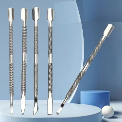 Nail Art Double-Head Steel Push Cuticle Removal Tool Small Stainless Steel Manicure Tool Barb Dead Skin Shovel Cuticle Pusher