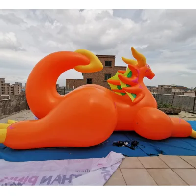 BeiLe Customized 6m Long  Orange Pvc Inflatable Dragon for Sales