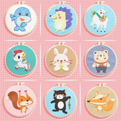 Wholesale Custom DIY Latch Hook Kits for Kids Beginner Crafts Knitting Cross Stitch Embroidery Kits Punch Needle Starter Kit