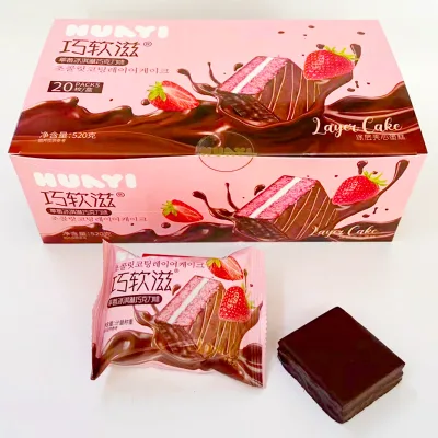 Coating Sandwich Cake Strawberry Ice Cream Chocolate Flavor