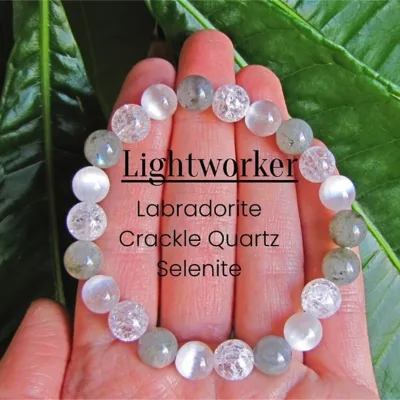 Wholesale Energy Protection Healing Crystal Labradorite Selenite Crackle Quartz Lightworkers Bracelet Reiki Gift