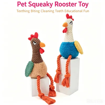 Pet Plush Squeaky Toy, Rooster Flamingo Long Leg Rope Design, Interactive Squeaky Turkey Cute Style for Pet Dogs Chew Toys