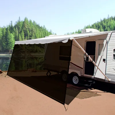 8*15 FT RV Front Awning Sunshade Screen, UV-Resistant PVC Mesh Cloth RV Awning Sun Shade
