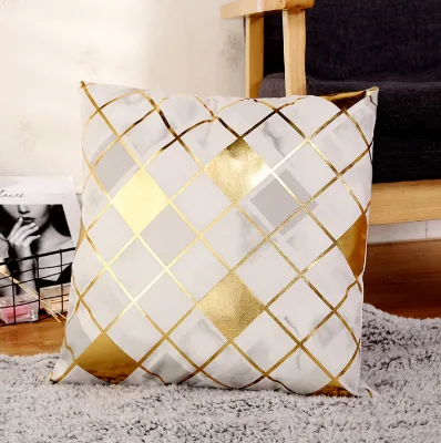 Gold Striped Cushion Case Luxury European Throw Pillow Cover 18 X 18 Inches 45 X 45 cm Pillow Case Cushion Cover