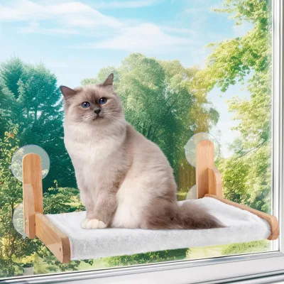 Foldable Cat Hammock for Large Cats with 4 Strong Suction Cups and Wall Anchors Stable Cat Window Hammock