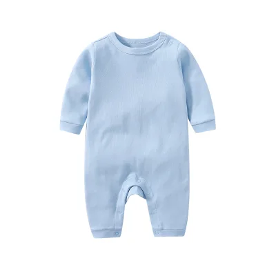 Sample Customization Service 100% Cotton Baby Clothing Short-sleeved/long-sleeved Solid Color Baby Clothing