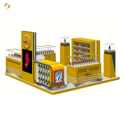 Custom Perfume Kiosk with Retail Stands of Modern Design Glass Perfume Kiosk Counter & Wood Perfume Kiosk Showcase for Sale