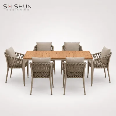 Modern Villa Hotel Cafe Restaurant Outdoor Rattan/Wicker Aluminum Frame Comfortable Garden Dining Chair for Courtyard & Park Use