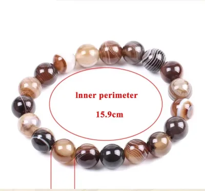 Gemstone Natural Brown Striped Agates Bracelets for Women 6/8/10/12mm Crystal Quartz Stone Reiki Energy Yoga Jewelry Gift