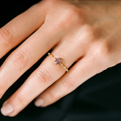 Light Luxury Women's Purple Ring, Simple and Fresh Copper Ring