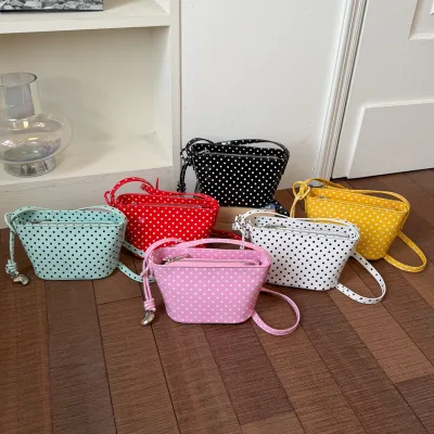 Small Crossbody Bag Polka Dot Shoulder Bag with Pendant Shoulder Bags Women Fashionable Patent Leather Single Trendy Handbag