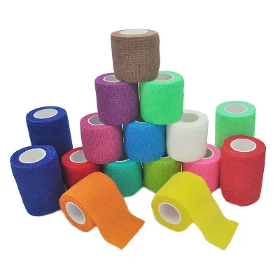 Factory Direct Custom Color Self Adherent Sports Bandage Waterproof Elastic Athletic Tape for Football Gym First Aid Vet Low MOQ